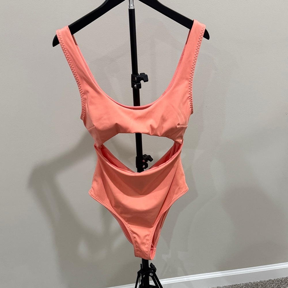 Zara Cutout One-Piece Swimsuit in Coral